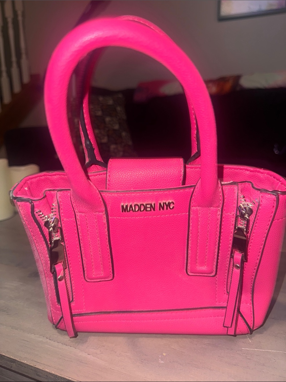Steve Madden Bright Pink Structured Satchel